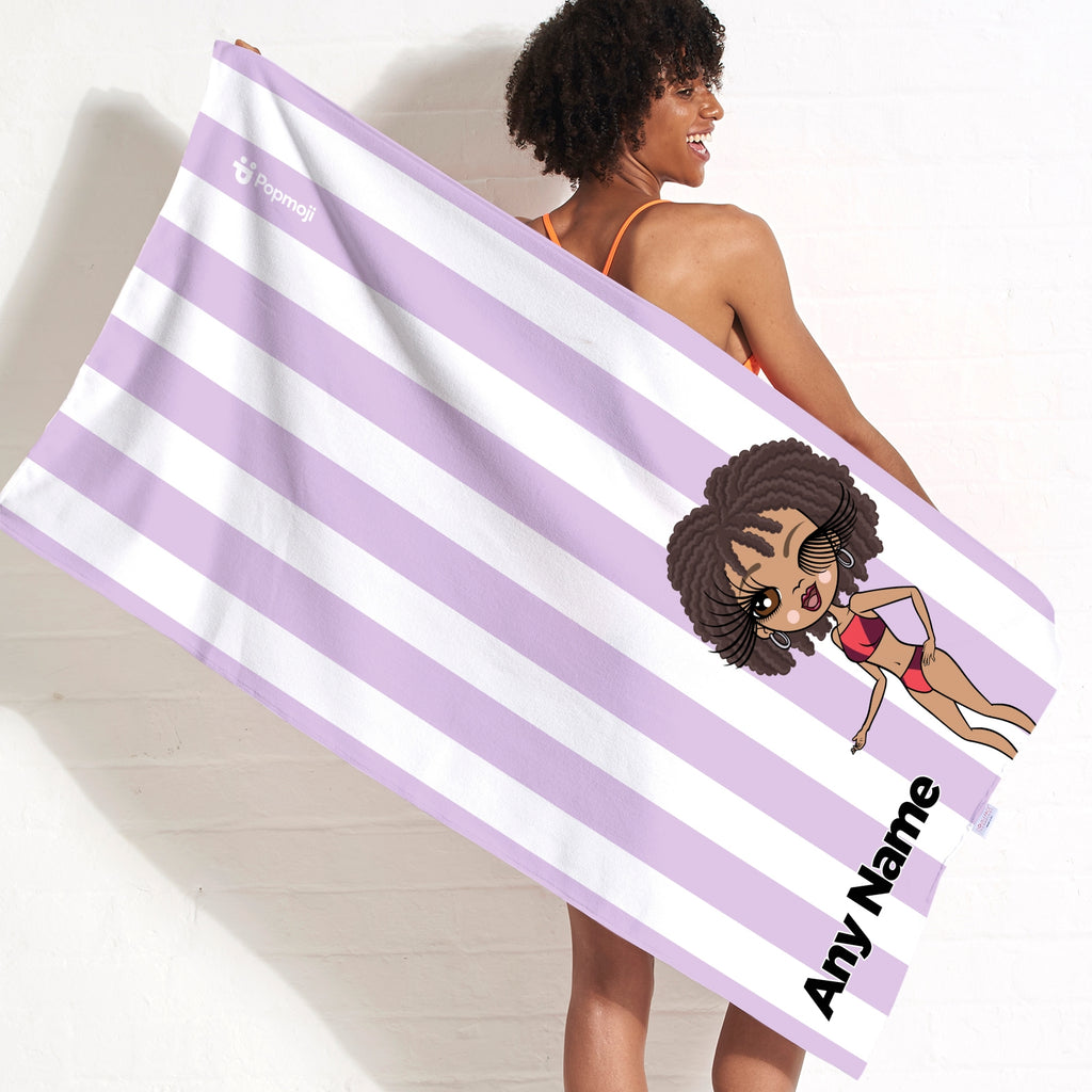 ClaireaBella Personalized Lilac Stripe Beach Towel - Image 5