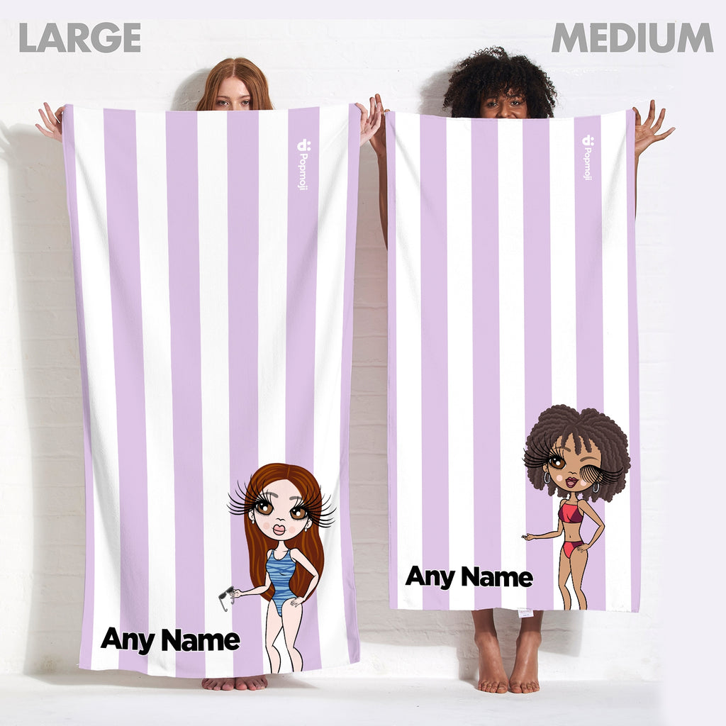 ClaireaBella Personalized Lilac Stripe Beach Towel - Image 3