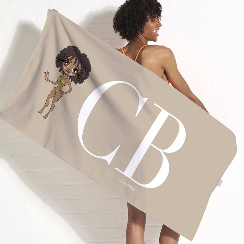 ClaireaBella The LUX Collection Initial Nude Landscape Beach Towel - Image 1