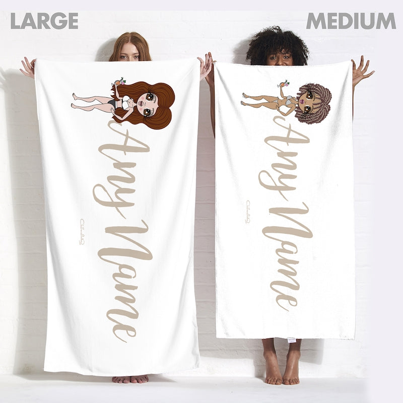 ClaireaBella The LUX Collection White and Nude Beach Towel - Image 2