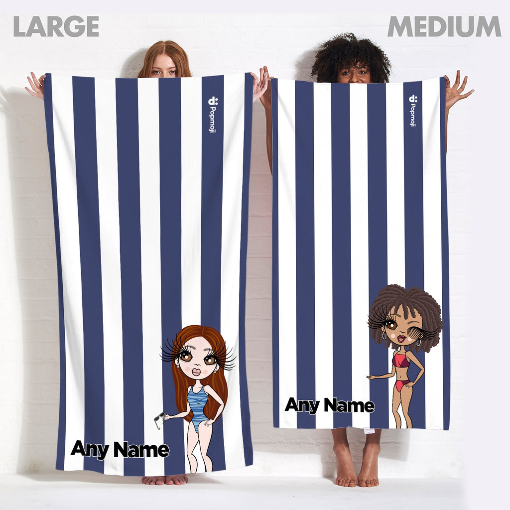 ClaireaBella Personalized Navy Stripe Beach Towel - Image 2