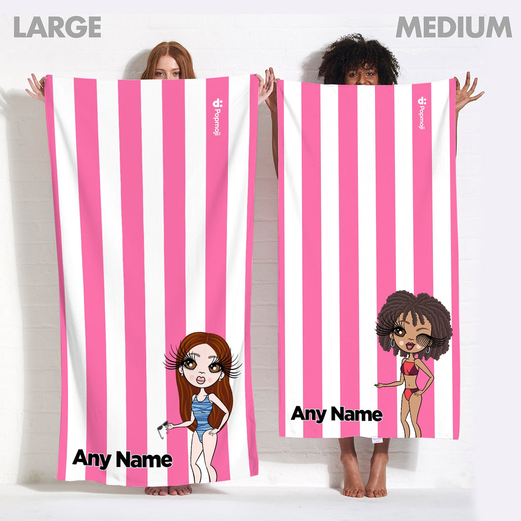ClaireaBella Personalized Pink Stripe Beach Towel - Image 2