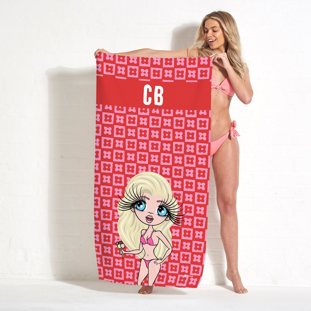 ClaireaBella Personalized Checkered Flower Beach Towel - Image 5