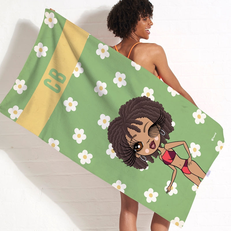 ClaireaBella Personalized Retro Daisy Beach Towel - Image 3
