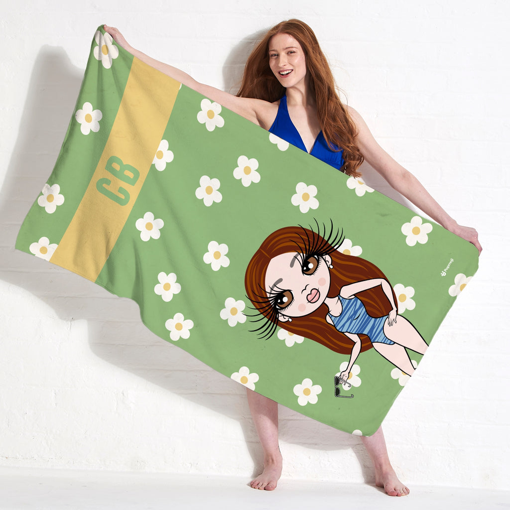 ClaireaBella Personalized Retro Daisy Beach Towel - Image 1