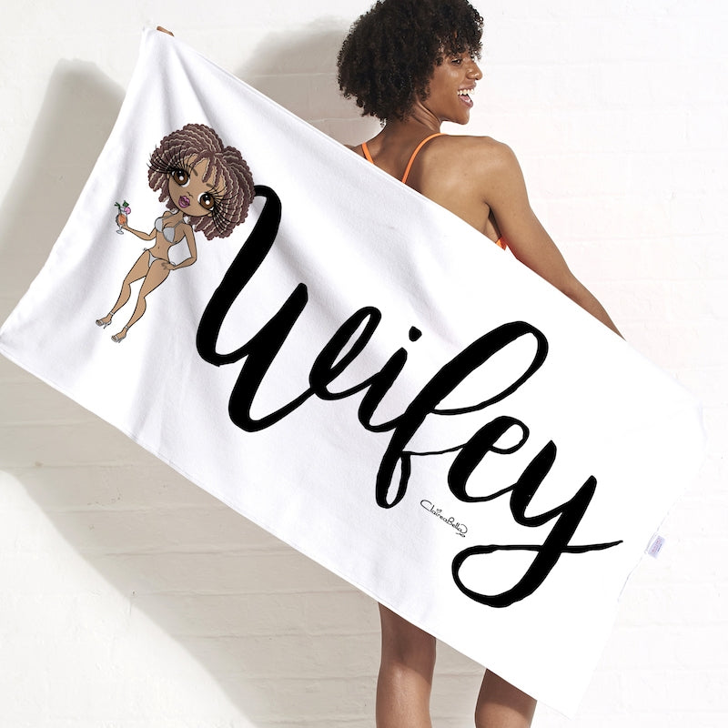 ClaireaBella Bold Wifey White Beach Towel - Image 1