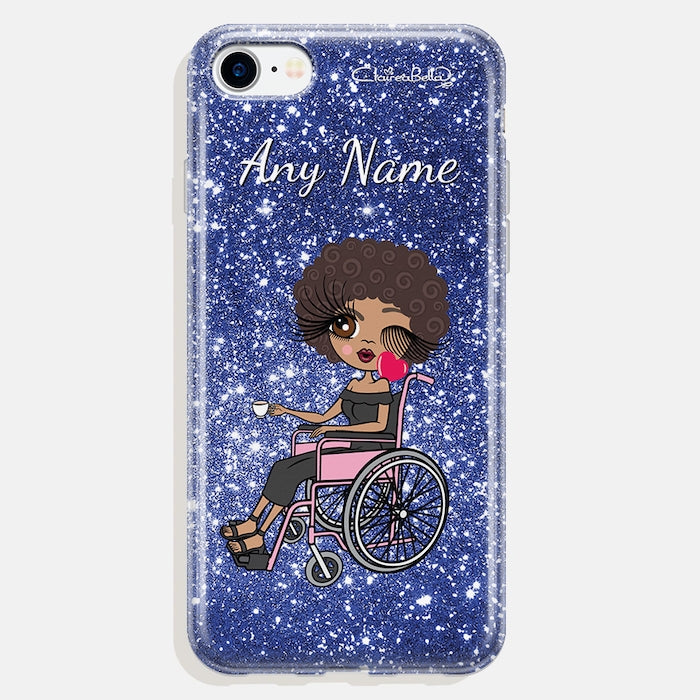ClaireaBella Wheelchair Personalized Glitter Effect Phone Case - Blue - Image 1