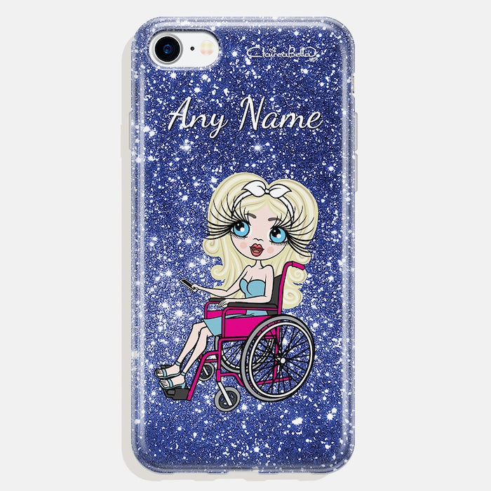ClaireaBella Wheelchair Personalized Glitter Effect Phone Case - Blue - Image 3