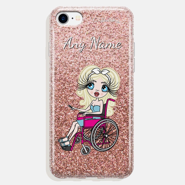 ClaireaBella Wheelchair Personalized Glitter Effect Phone Case - Blush - Image 3