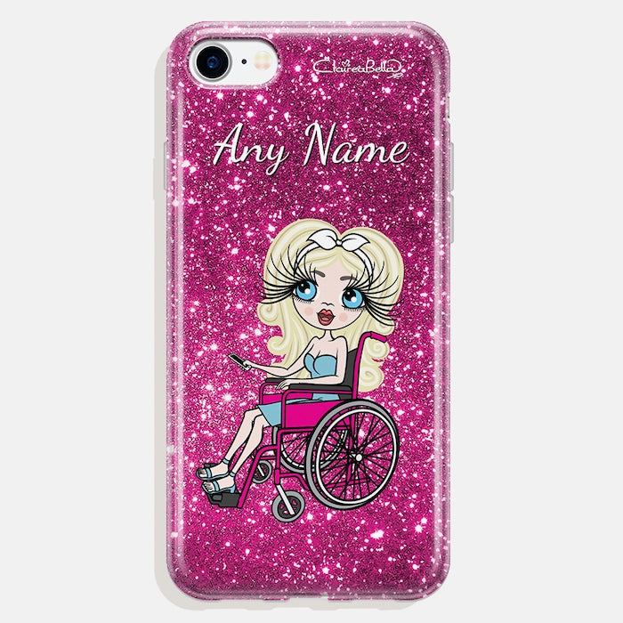 ClaireaBella Wheelchair Personalized Glitter Effect Phone Case - Pink - Image 1