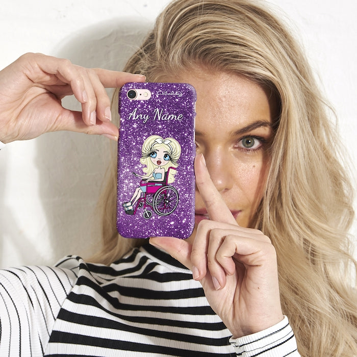 ClaireaBella Wheelchair Personalized Glitter Effect Phone Case - Purple - Image 1