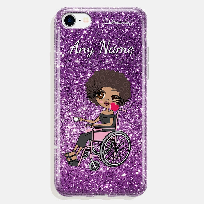 ClaireaBella Wheelchair Personalized Glitter Effect Phone Case - Purple - Image 2
