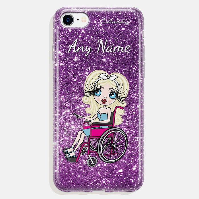 ClaireaBella Wheelchair Personalized Glitter Effect Phone Case - Purple - Image 3