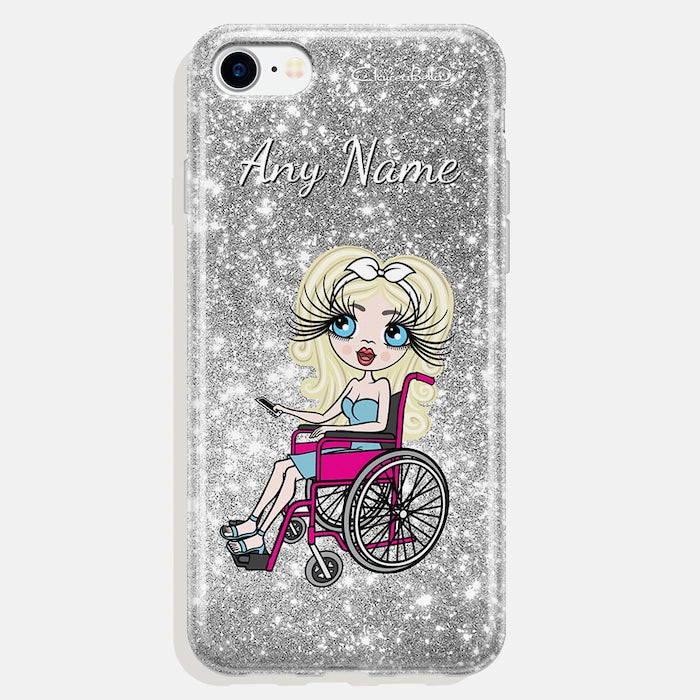 ClaireaBella Wheelchair Personalized Glitter Effect Phone Case - Silver - Image 2
