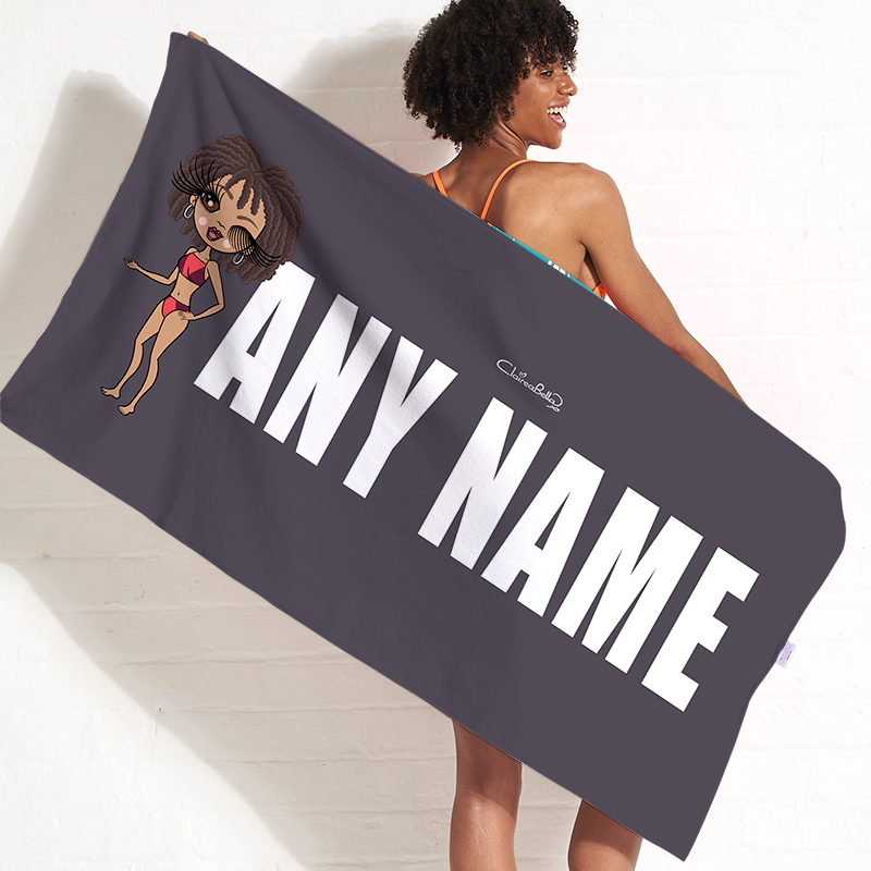 Popmoji Grey Bold Name Beach Towel - Image 1