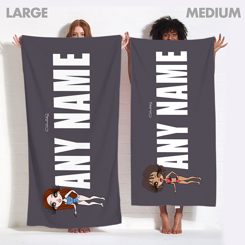 Popmoji Grey Bold Name Beach Towel - Image 2