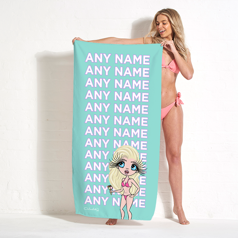 Popmoji Turquoise Multiple Name Beach Towel - Image 4