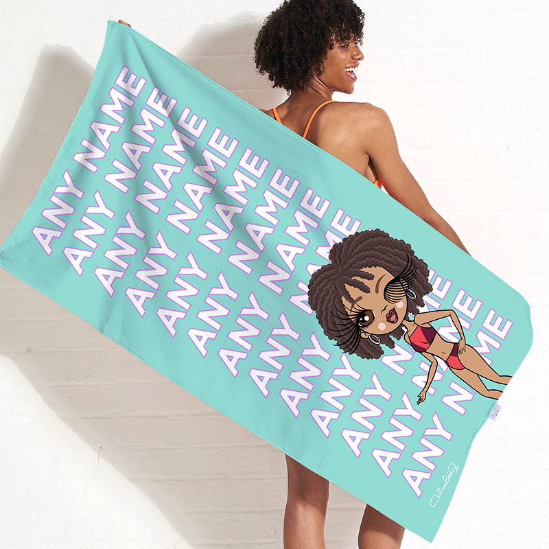 Popmoji Turquoise Multiple Name Beach Towel - Image 1