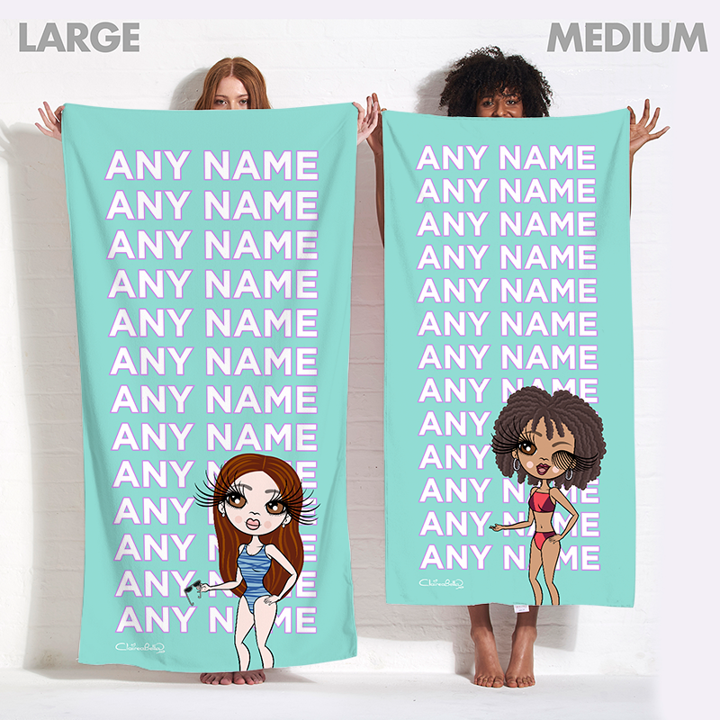 Popmoji Turquoise Multiple Name Beach Towel - Image 5