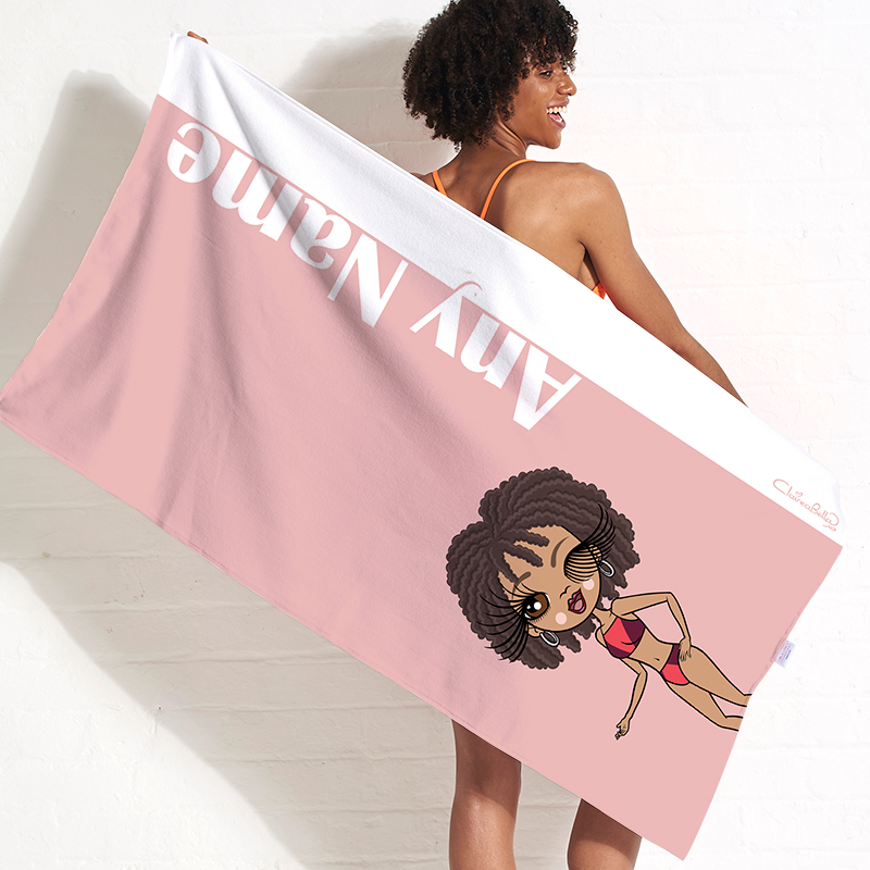 Popmoji Pink Stripe Beach Towel - Image 1