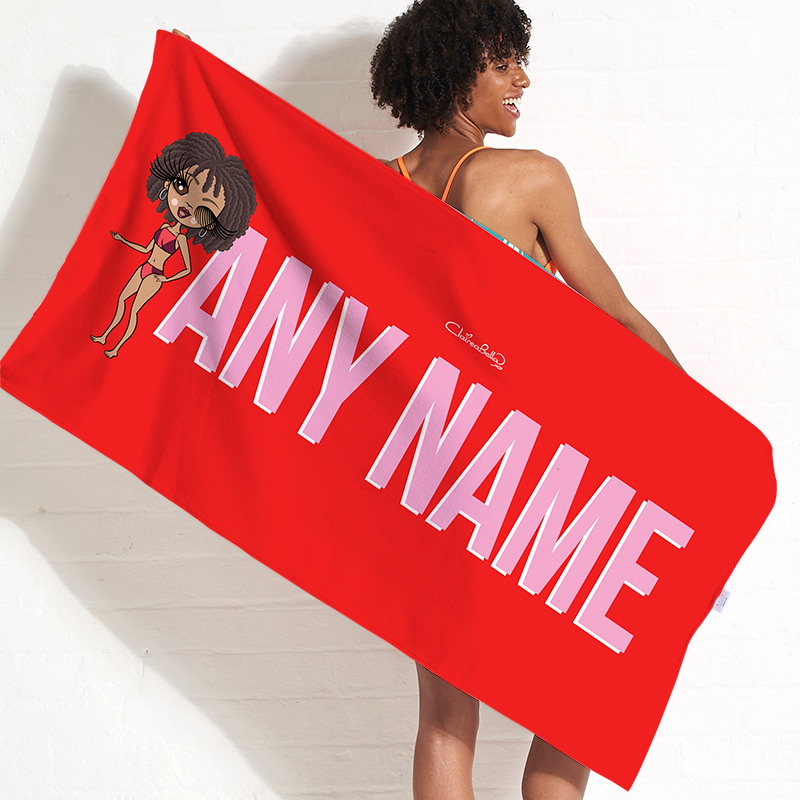 Popmoji Red Bold Name Beach Towel - Image 1