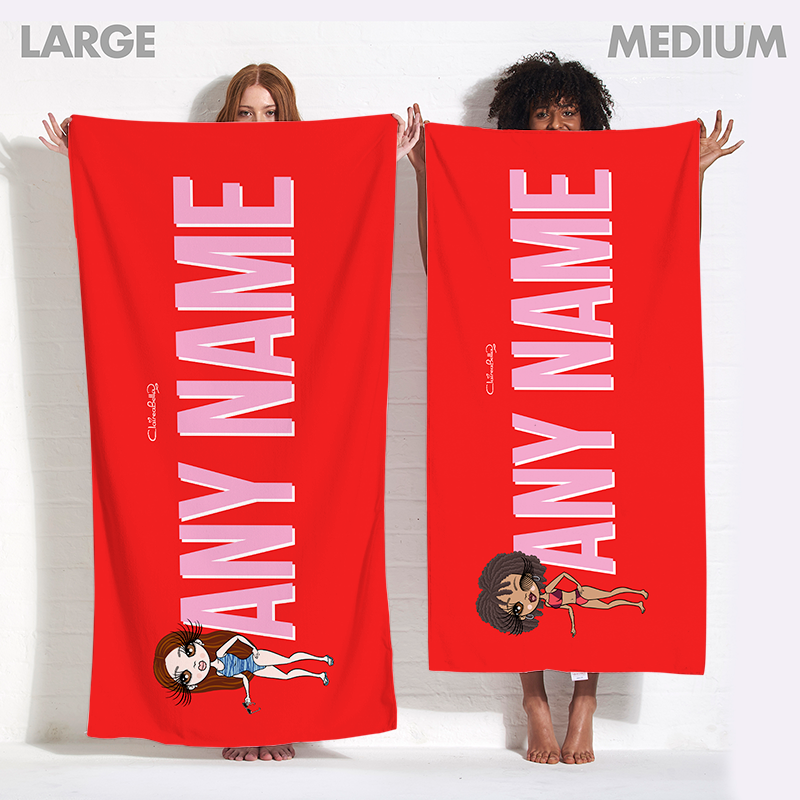 Popmoji Red Bold Name Beach Towel - Image 5