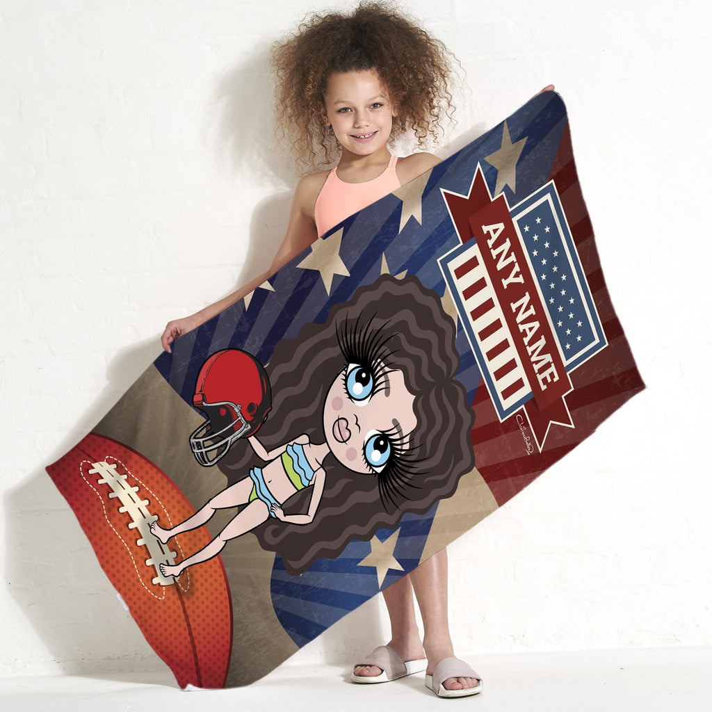 ClaireaBella Girls American Football Beach Towel - Image 1