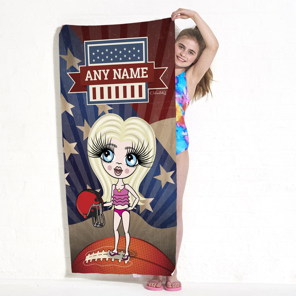 ClaireaBella Girls American Football Beach Towel - Image 2