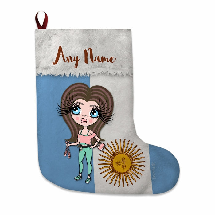 Girls Personalized Christmas Stocking - Argentinian Flag - Image 2