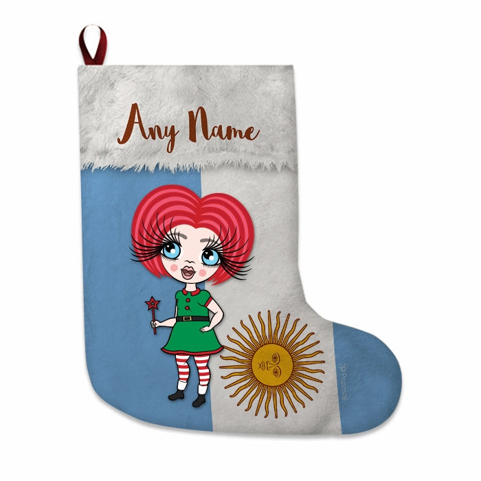 Girls Personalized Christmas Stocking - Argentinian Flag - Image 3