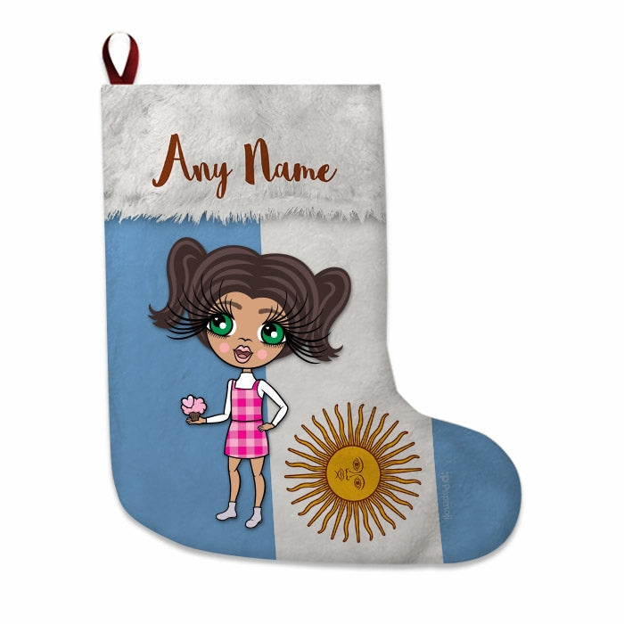 Girls Personalized Christmas Stocking - Argentinian Flag - Image 4