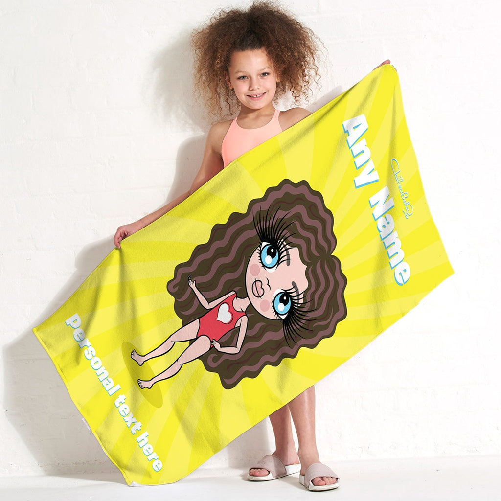 ClaireaBella Girls Yellow Beach Towel - Image 1