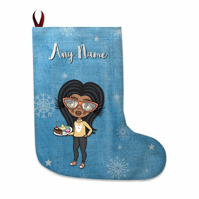 Girls Personalized Christmas Stocking - Blue Jute - Image 3