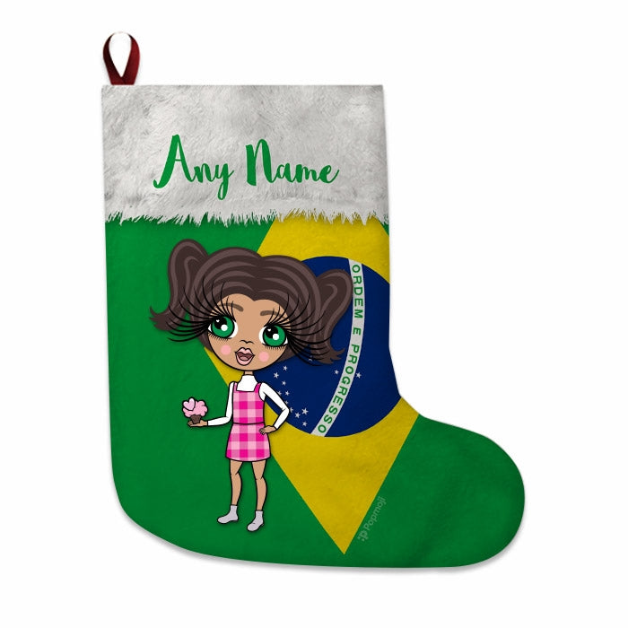 Girls Personalized Christmas Stocking - Brazilian Flag - Image 2