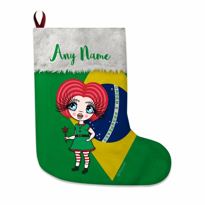 Girls Personalized Christmas Stocking - Brazilian Flag - Image 4