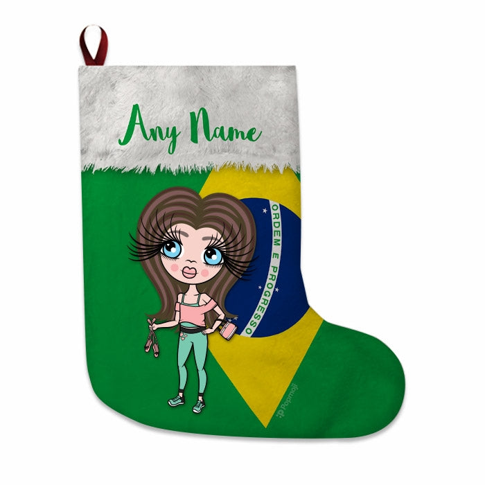 Girls Personalized Christmas Stocking - Brazilian Flag - Image 3