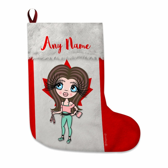 Girls Personalized Christmas Stocking - Canadian Flag - Image 2