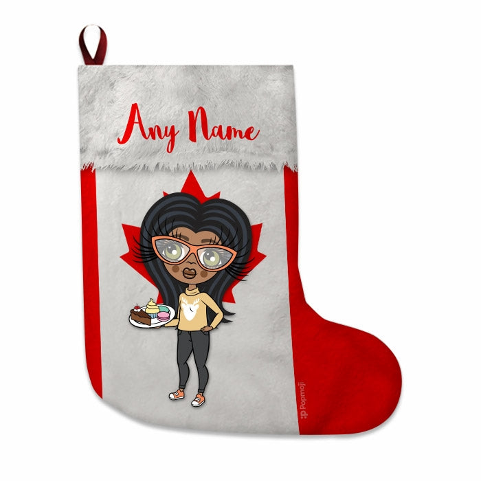 Girls Personalized Christmas Stocking - Canadian Flag - Image 1