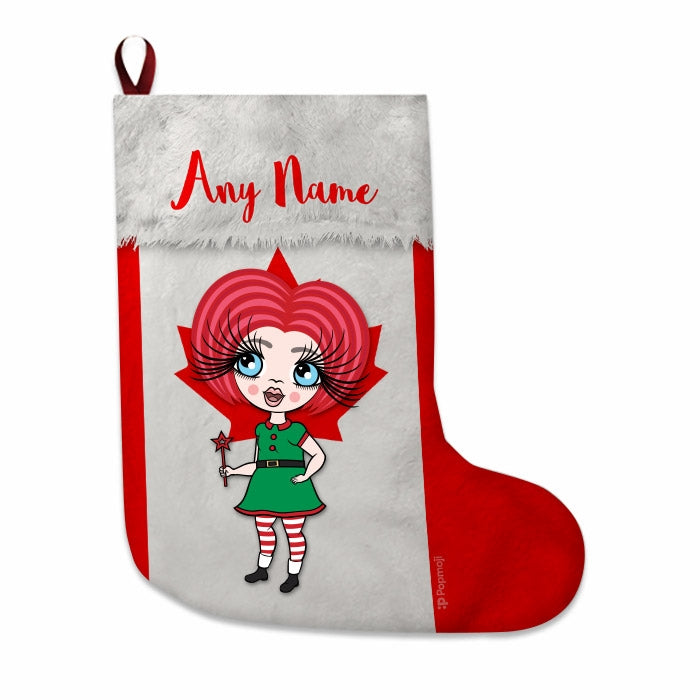 Girls Personalized Christmas Stocking - Canadian Flag - Image 4
