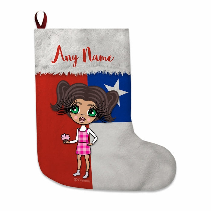Girls Personalized Christmas Stocking - Chilean Flag - Image 3