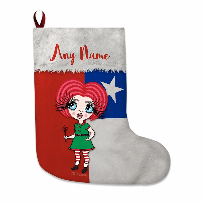 Girls Personalized Christmas Stocking - Chilean Flag - Image 1