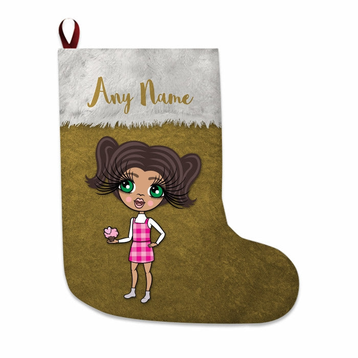 Girls Personalized Christmas Stocking - Classic Gold - Image 1