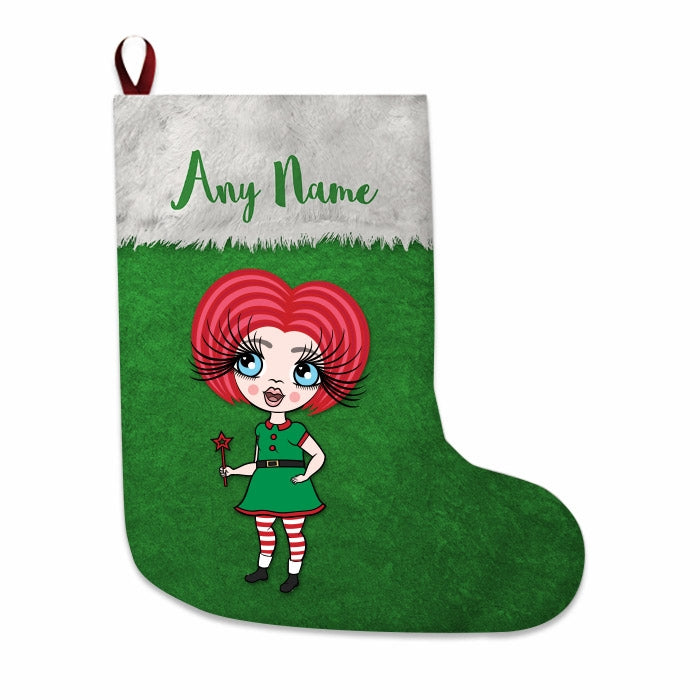 Girls Personalized Christmas Stocking - Classic Green - Image 1