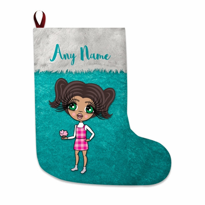 Girls Personalized Christmas Stocking - Classic Light Blue - Image 1