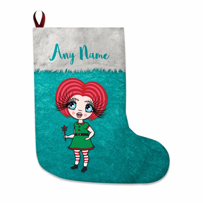 Girls Personalized Christmas Stocking - Classic Light Blue - Image 4