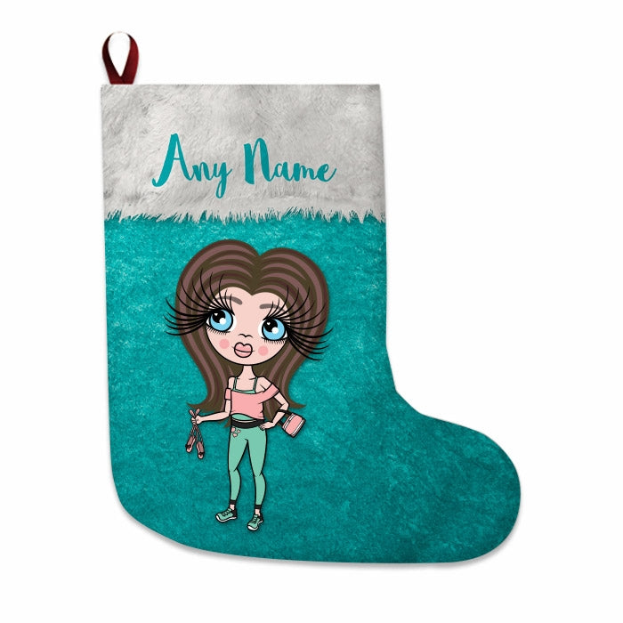 Girls Personalized Christmas Stocking - Classic Light Blue - Image 3