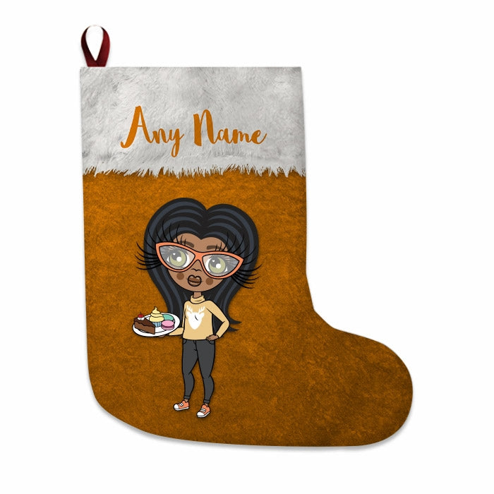 Girls Personalized Christmas Stocking - Classic Orange - Image 4
