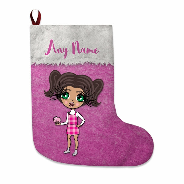 Girls Personalized Christmas Stocking - Classic Pink - Image 1