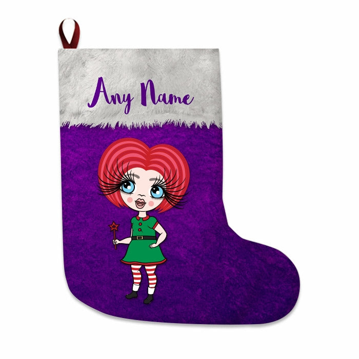 Girls Personalized Christmas Stocking - Classic Purple - Image 4