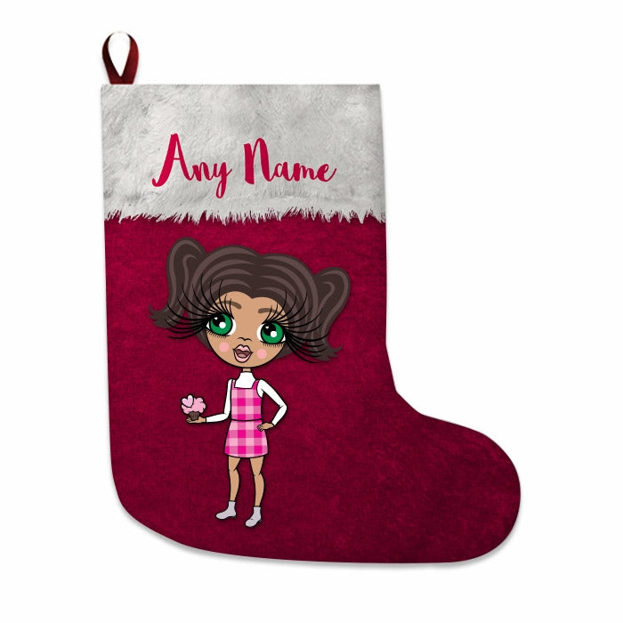 Girls Personalized Christmas Stocking - Classic Red - Image 3